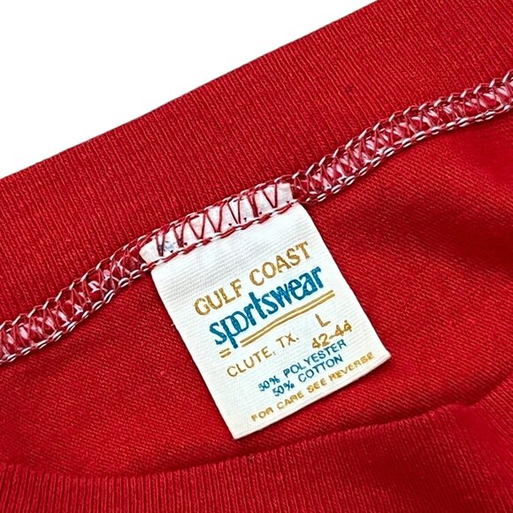 Men’s Vintage CF Committee “Sportswear” t shirt red cotton 1970s - Picture 2 of 7